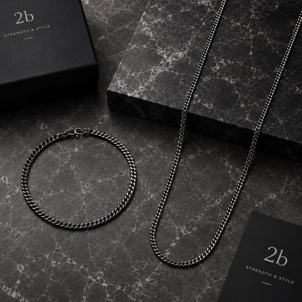 collier et bracelet 3d noir